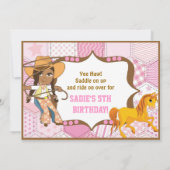 Invitation d'anniversaire de cow-girl (Dos)