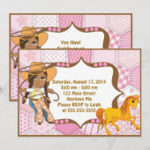 Invitation d'anniversaire de cow-girl (Devant / Derrière)