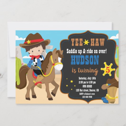 Invitation d'anniversaire de Cowboy (Devant)