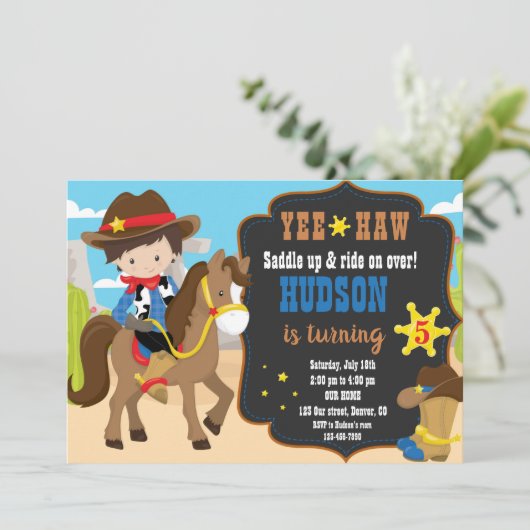 Invitation d'anniversaire de Cowboy (Debout devant)