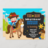 Invitation d'anniversaire de Cowboy (Devant / Derrière)