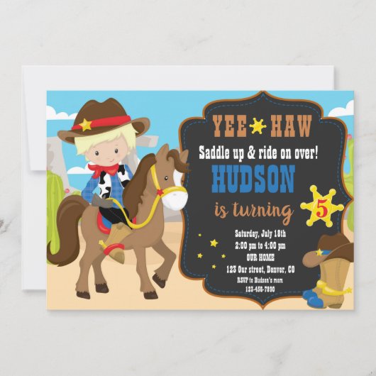 Invitation d'anniversaire de Cowboy (Devant)
