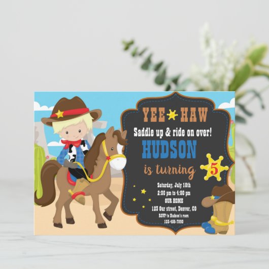 Invitation d'anniversaire de Cowboy (Debout devant)