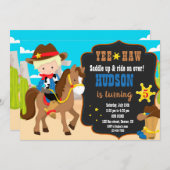 Invitation d'anniversaire de Cowboy (Devant / Derrière)