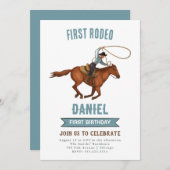 Invitation d'anniversaire de Cowboy 1ère invitatio (Devant / Derrière)