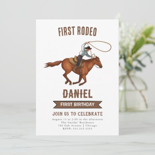 Invitation d'anniversaire de Cowboy 1ère invitatio (Debout devant)