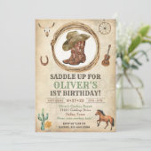 Invitation d'anniversaire de Cowboy 1ère invitatio (Debout devant)