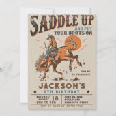 Invitation d'anniversaire de cowboy de rodéo weste (Devant)