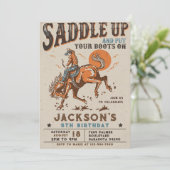 Invitation d'anniversaire de cowboy de rodéo weste (Debout devant)