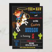 Invitation d'anniversaire de Cowboy Fête de rodéo  (Devant / Derrière)