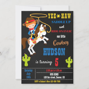 Invitation d'anniversaire de Cowboy Fête de rodéo 
