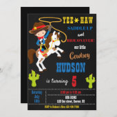 Invitation d'anniversaire de Cowboy Fête de rodéo (Devant / Derrière)