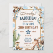 Invitation d'anniversaire de cowboy Howdy bleu (Devant)