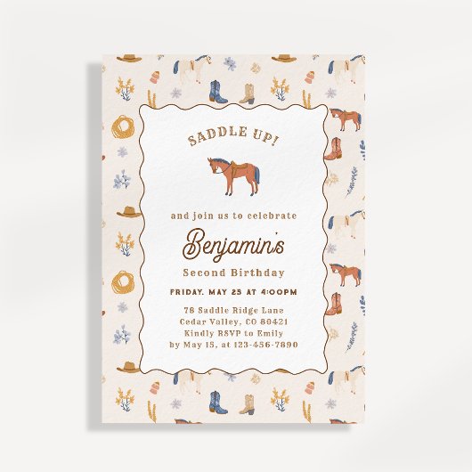 Invitation d'anniversaire de cowboy occidental Sad