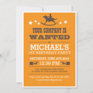 Invitation d'anniversaire de cowboy Recherchée pou