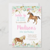 Invitation d'anniversaire de Cowgirl à cheval (Devant)