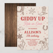 Invitation d'anniversaire de Cowgirl Giddy Up (Devant / Derrière)