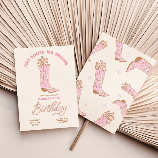 Invitation d'anniversaire de Cowgirl Tiny Boots Bi
