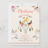 Invitation d'anniversaire de crâne floral tribal (Devant)