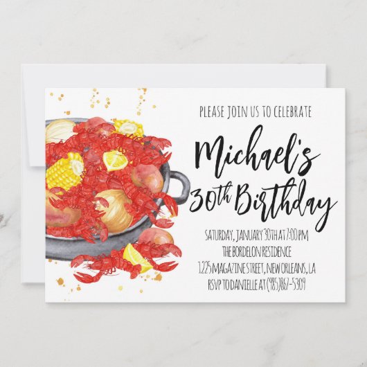 Invitation d'anniversaire de crawfish (Devant)