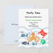 Invitation d'anniversaire de créatures marines (Devant / Derrière)