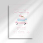 Invitation d'anniversaire de crème glacée rayée Pr