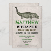 Invitation d'anniversaire de crocodile (Devant / Derrière)