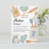 Invitation d'anniversaire de cuisine de chef perso (Debout devant)