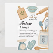 Invitation d'anniversaire de cuisine de chef perso (Devant / Derrière)