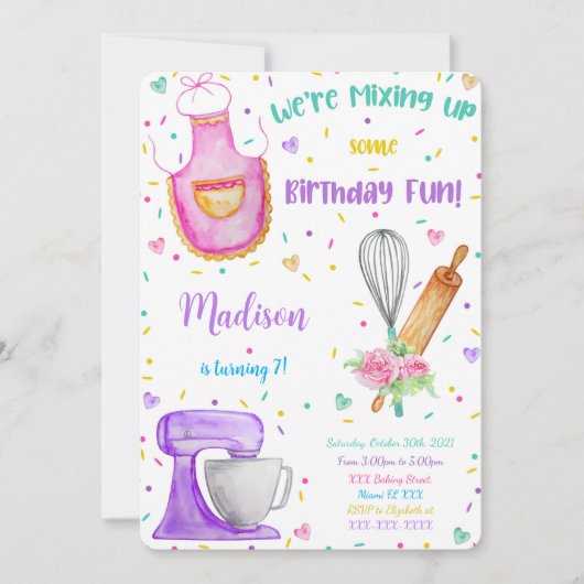 Invitation d'anniversaire de cuisson (Devant)