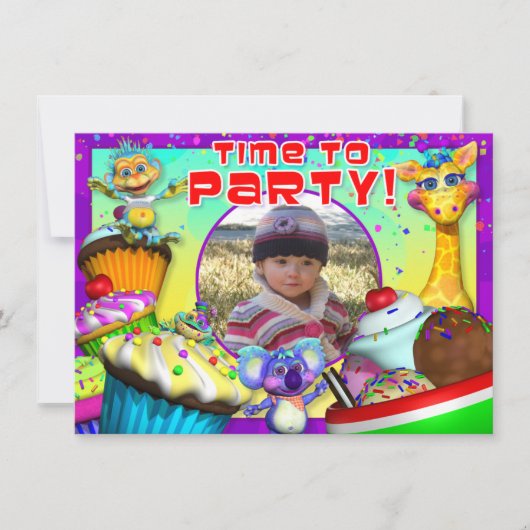 Invitation d'anniversaire de Cupcake avec les "Gig (Devant)