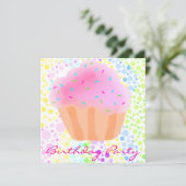 Invitation d'anniversaire de CupCake multicolore (Debout devant)