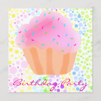 Invitation d'anniversaire de CupCake multicolore