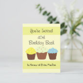 Invitation d'anniversaire de cupcake personnalisée (Debout devant)