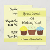 Invitation d'anniversaire de cupcake personnalisée (Devant / Derrière)