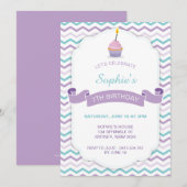 Invitation d'anniversaire de Cupcake - V2 (Devant / Derrière)