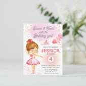 Invitation d'anniversaire de danse de ballet rose (Debout devant)