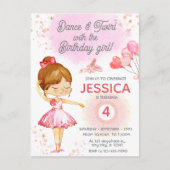 Invitation d'anniversaire de danse de ballet rose (Devant)