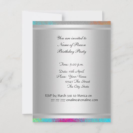 Invitation d'anniversaire de danse disco 1 (Dos)