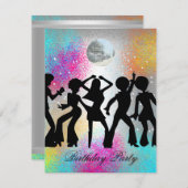 Invitation d'anniversaire de danse disco 1 (Devant / Derrière)
