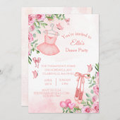 Invitation d'anniversaire de danseuse en rose (Devant / Derrière)