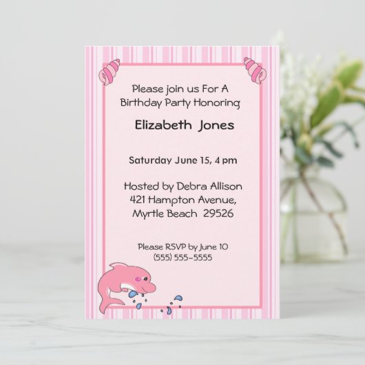 Invitation d'anniversaire de dauphin (Debout devant)