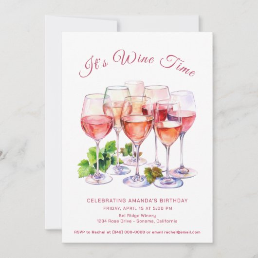 Invitation d'anniversaire de dégustation de vin (Devant)