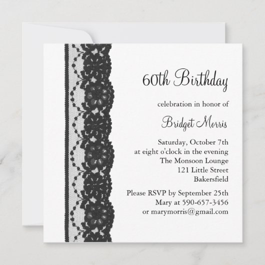 Invitation d'anniversaire de dentelle française (b (Devant)