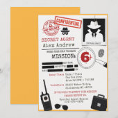 Invitation d'anniversaire de détective espion pers (Devant / Derrière)