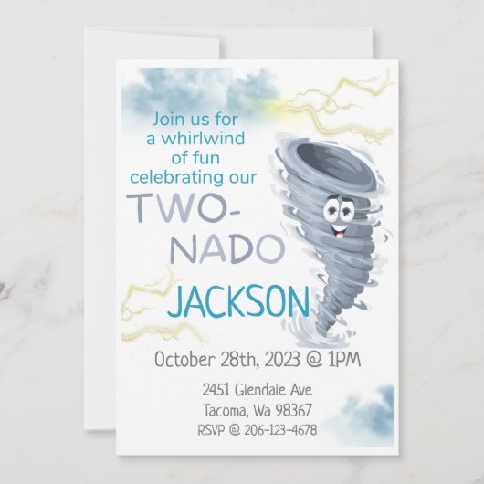 Invitation d'anniversaire de deux ans (Devant)