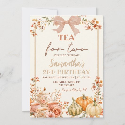 Invitation d'anniversaire de deux ans Coquette d'A (Devant)