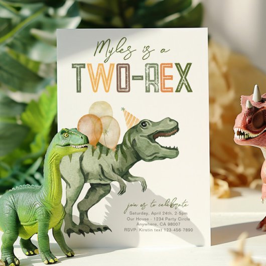 Invitation d'anniversaire de deux dinosaures
