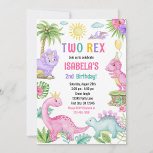 Invitation d'anniversaire de deux dinosaures Rex