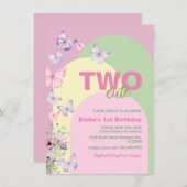 Invitation d'anniversaire de deux mignons papillon (Devant / Derrière)